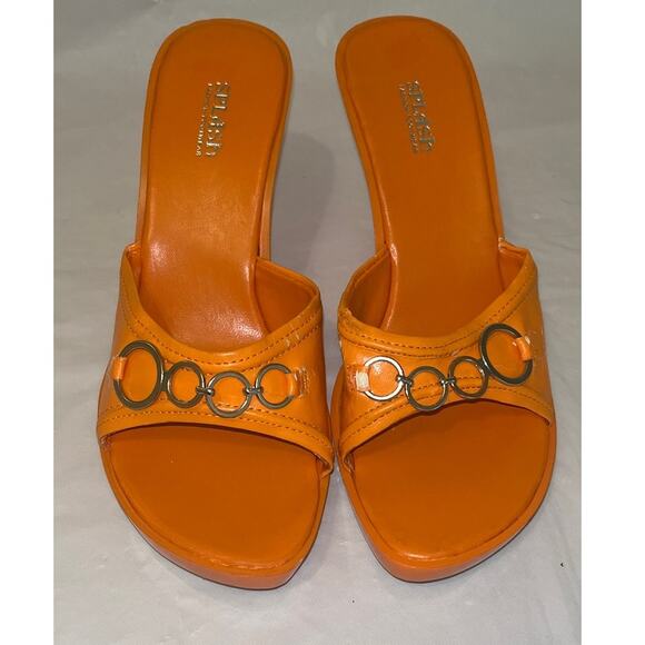 Splash Women's Orange Heel Casual Slide Sandals Open Toe Slip On Size 5.5 - Picture 2 of 11